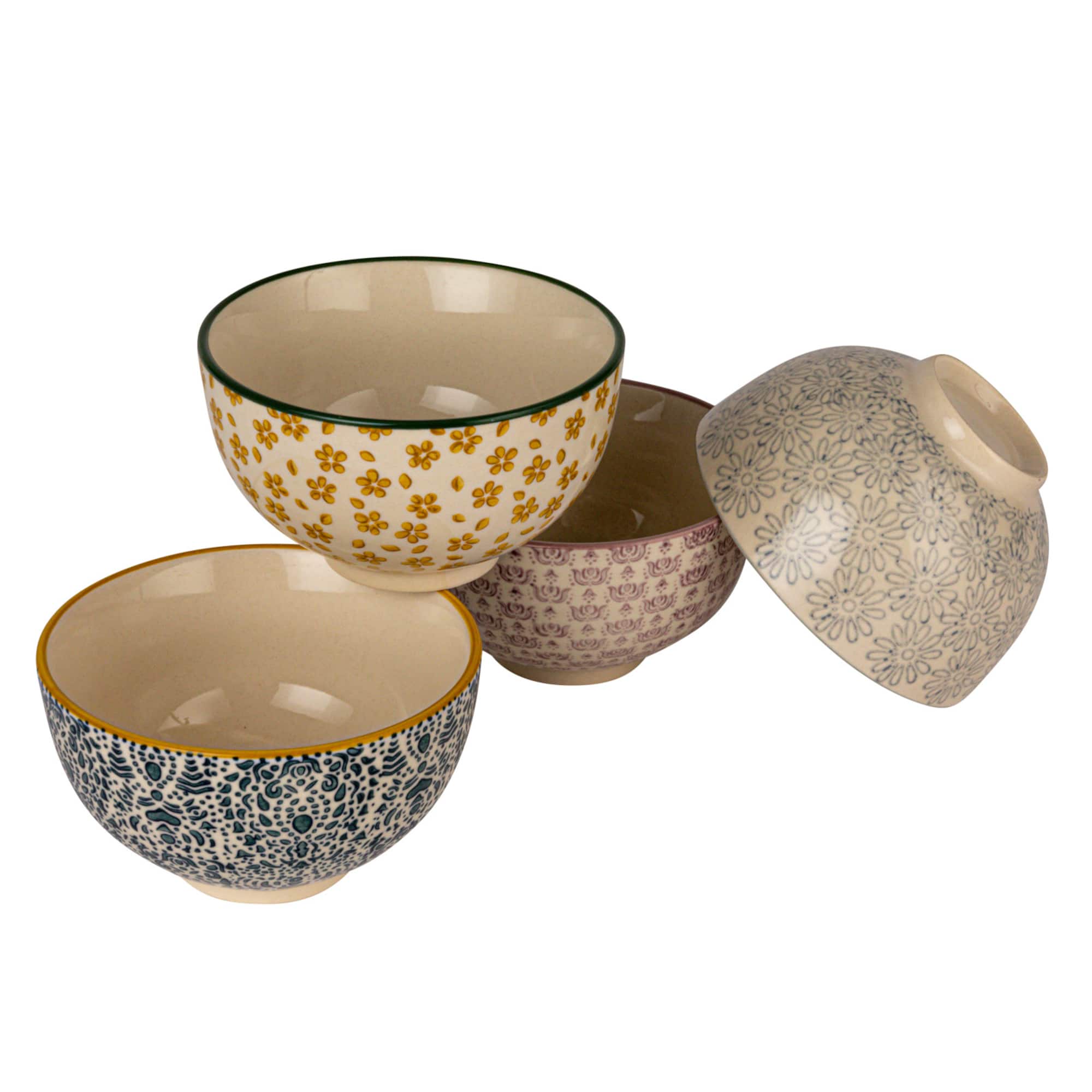 Hello Honey® 4.5" Floral Mosaic Stoneware Bowl Set